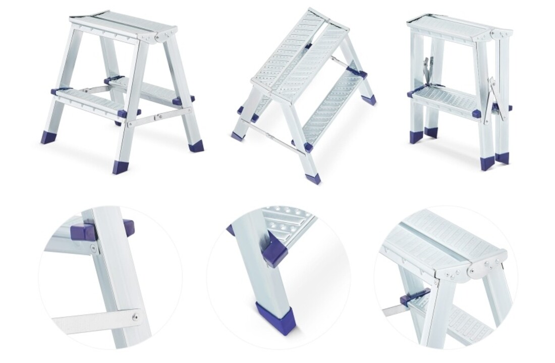 Huishoudtrap - 2x 2 treden - 2,42 m werkhoogte - tot 125 kg