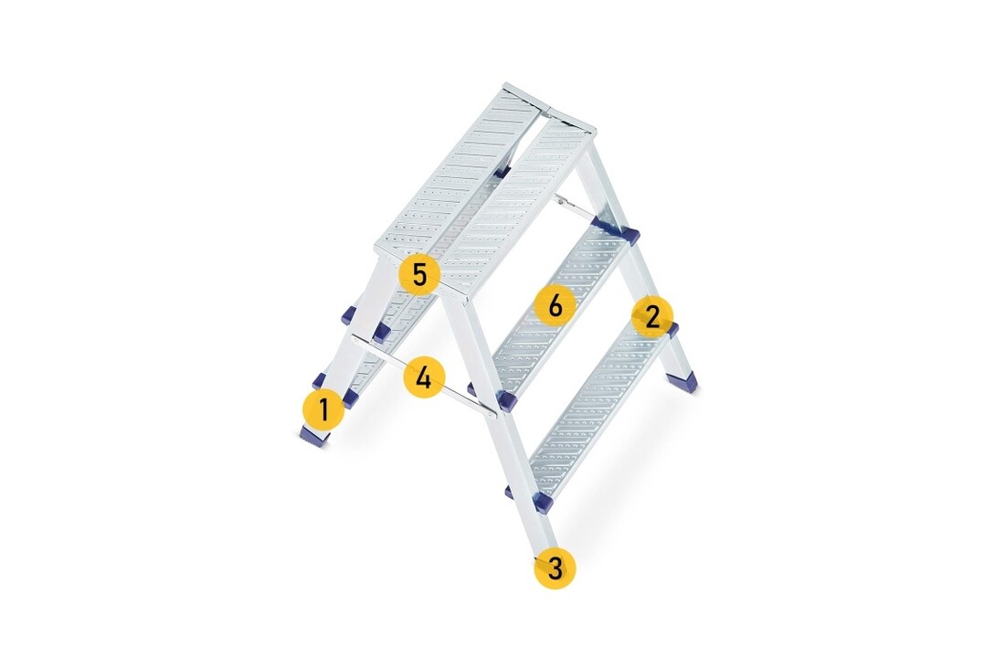Huishoudtrap - 2x 2 treden - 2,42 m werkhoogte - tot 125 kg