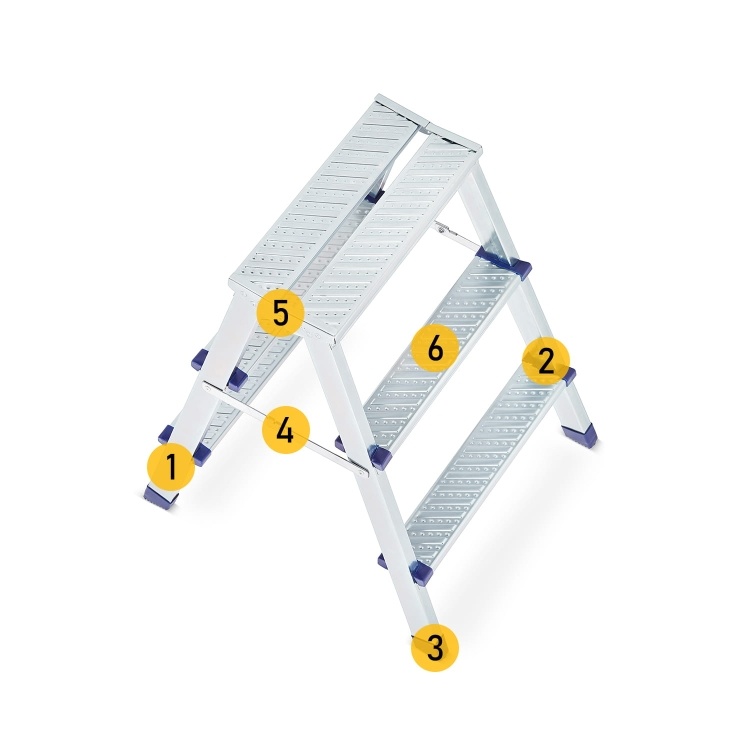 Huishoudtrap - 2x 2 treden - 2,42 m werkhoogte - tot 125 kg