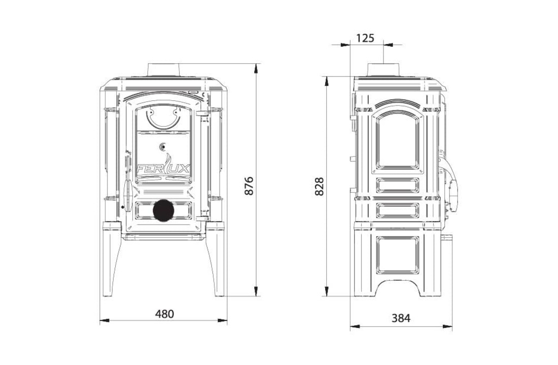 Houtkachel Ferguss A / Zeus 8,4 kW - Zwart Gietijzer
