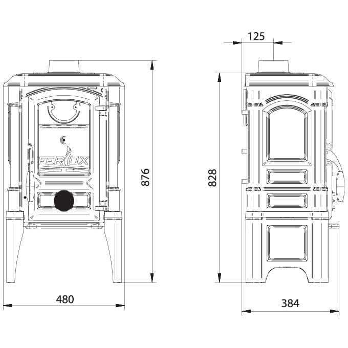 Houtkachel Ferguss A / Zeus 8,4 kW - Zwart Gietijzer