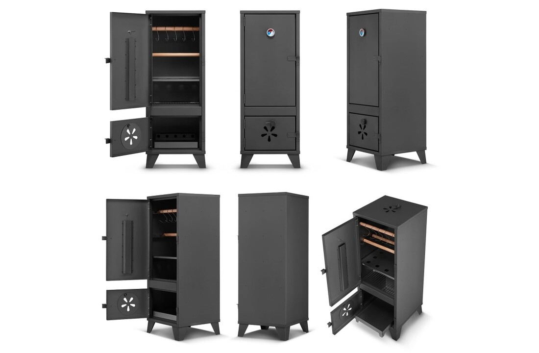 HIGHER Wędzarnia ogrodowa 2w1: grill en roken - staal