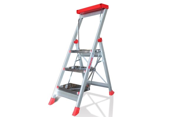 Magazijntrap - 3 treden - aluminium - 2,73 m werkhoogte