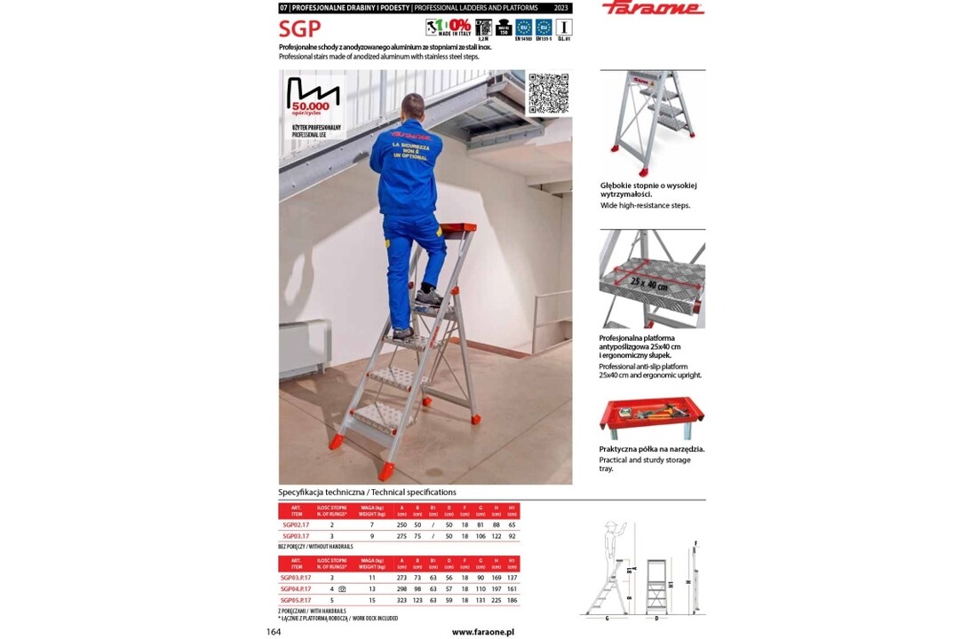 Faraone SGP03 magazijntrap 3-treden - 2,73 m