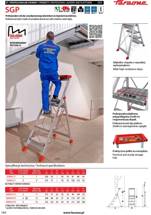 Faraone SGP03 magazijntrap 3-treden - 2,73 m