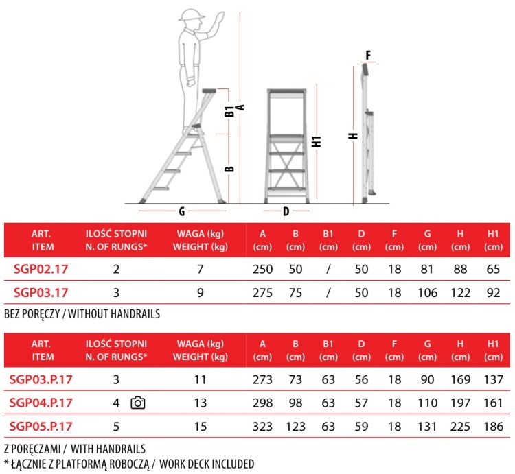 Faraone SGP03 magazijntrap 3-treden - 2,73 m