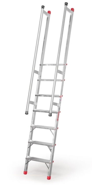 Trapladder met leuningen - 4,5 m werkhoogte - aluminium