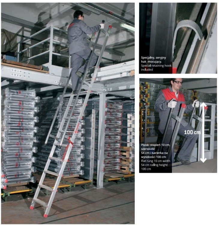 Trapladder met leuningen - 4,5 m werkhoogte - aluminium