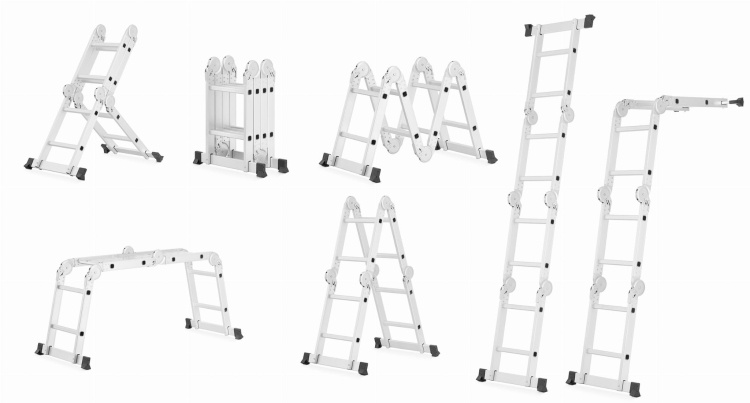 Vouwladder - 4x2 treden - 350 cm werkhoogte - aluminium