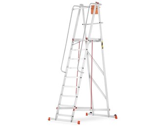 HIGHER Magazijnladder 9 treden Aluminium | 81PRO Werkhoogte 4,32m