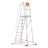 HIGHER Magazijnladder 9 treden Aluminium | 81PRO Werkhoogte 4,32m