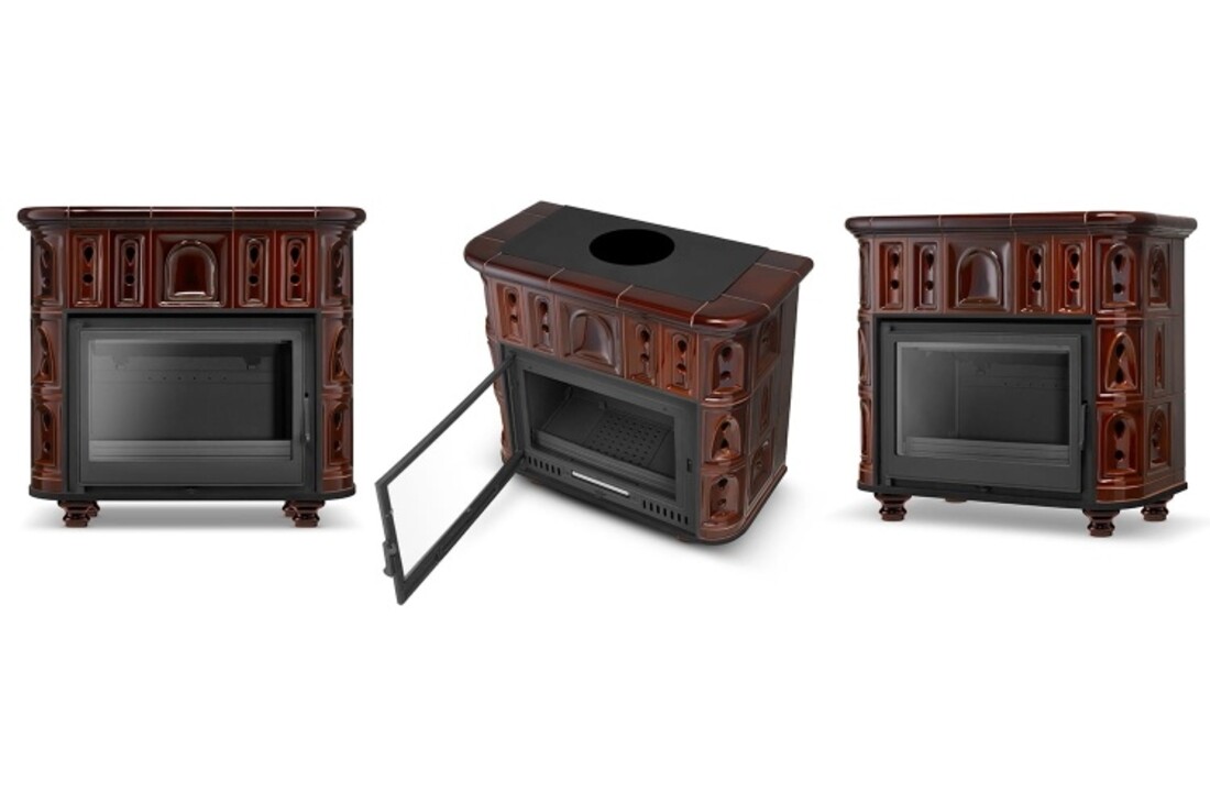 Houtkachel HIGHER BERGEN/OSLO Keramiek 13 kW - Brons