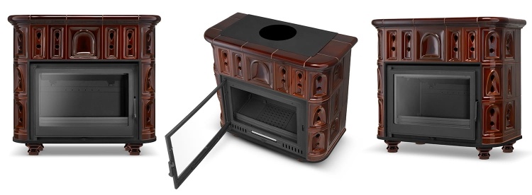 Houtkachel HIGHER BERGEN/OSLO Keramiek 13 kW - Brons