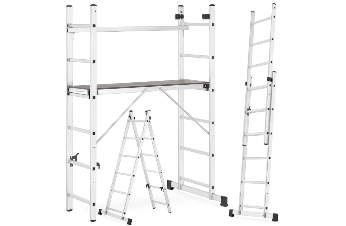 HIGHER Aluminium Steiger 2x6 - Werkplatform 3-in-1