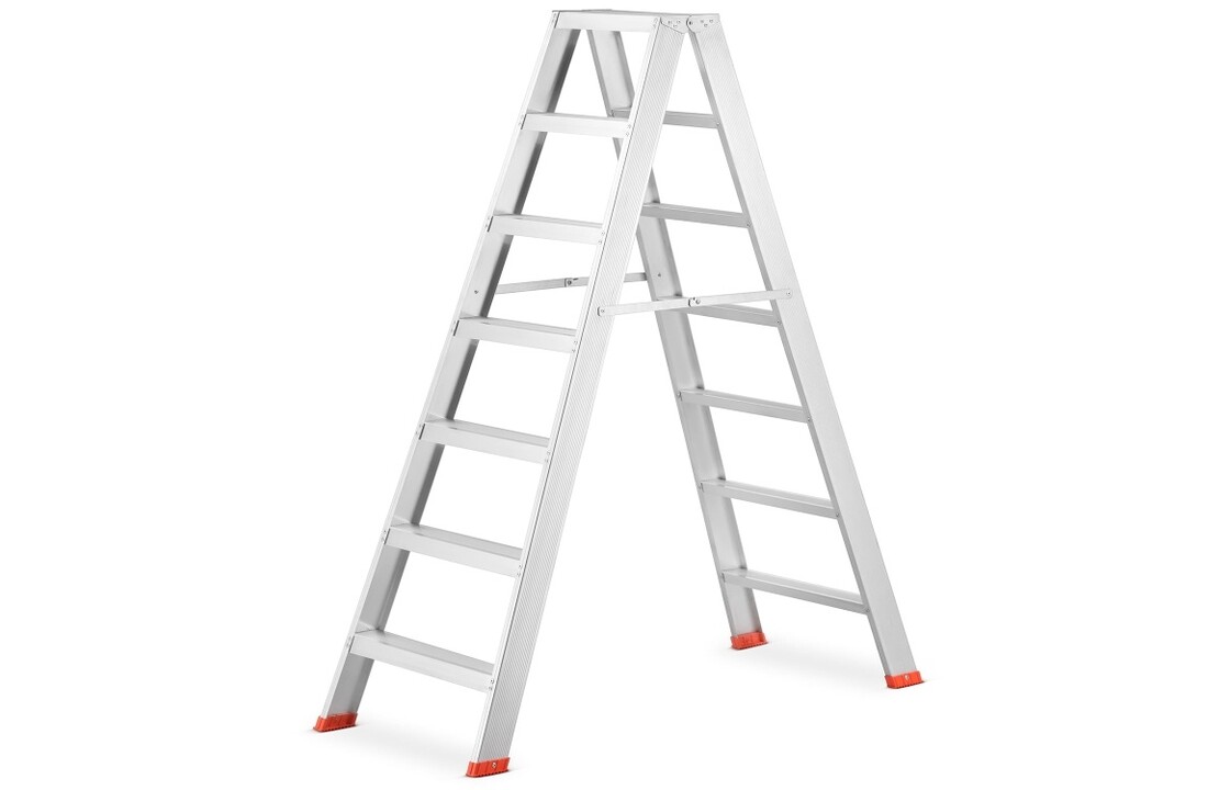HIGHER Professionele Dubbele Ladder 2x7 Sporten - 147cm Werkhoogte