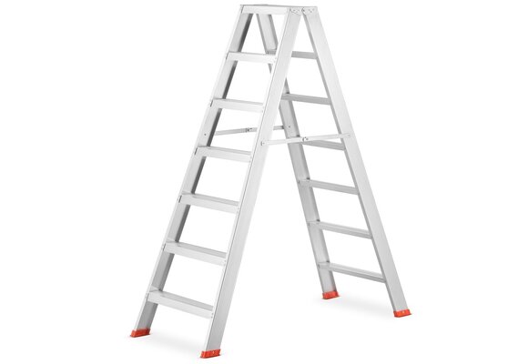 HIGHER Professionele Dubbele Ladder 2x7 Sporten - 147cm Werkhoogte
