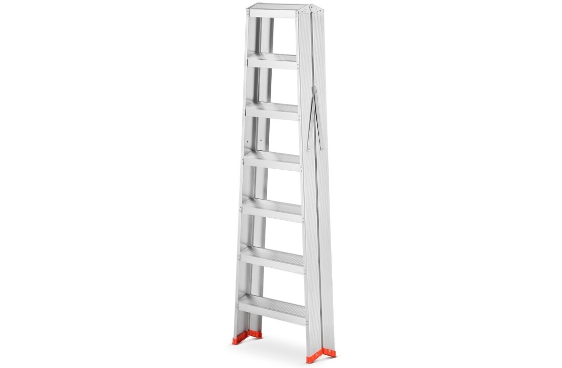 HIGHER Professionele Dubbele Ladder 2x7 Sporten - 147cm Werkhoogte