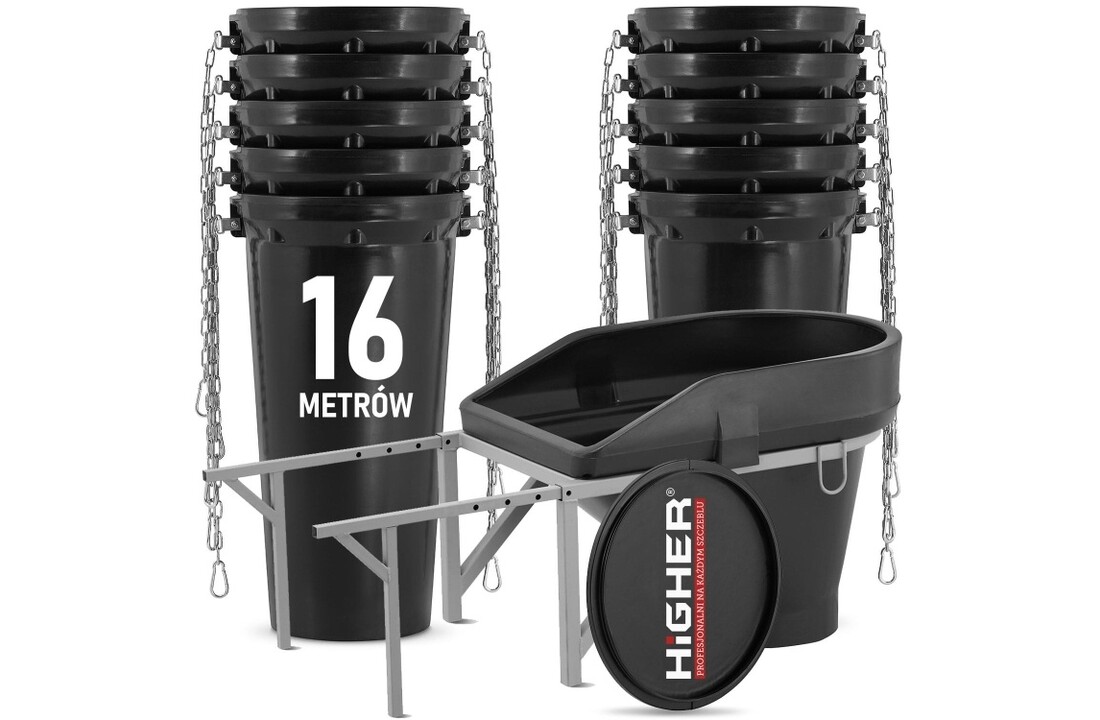 Stortkoker - met draagconstructie - 16 m - Ø 60-41 cm - zwart