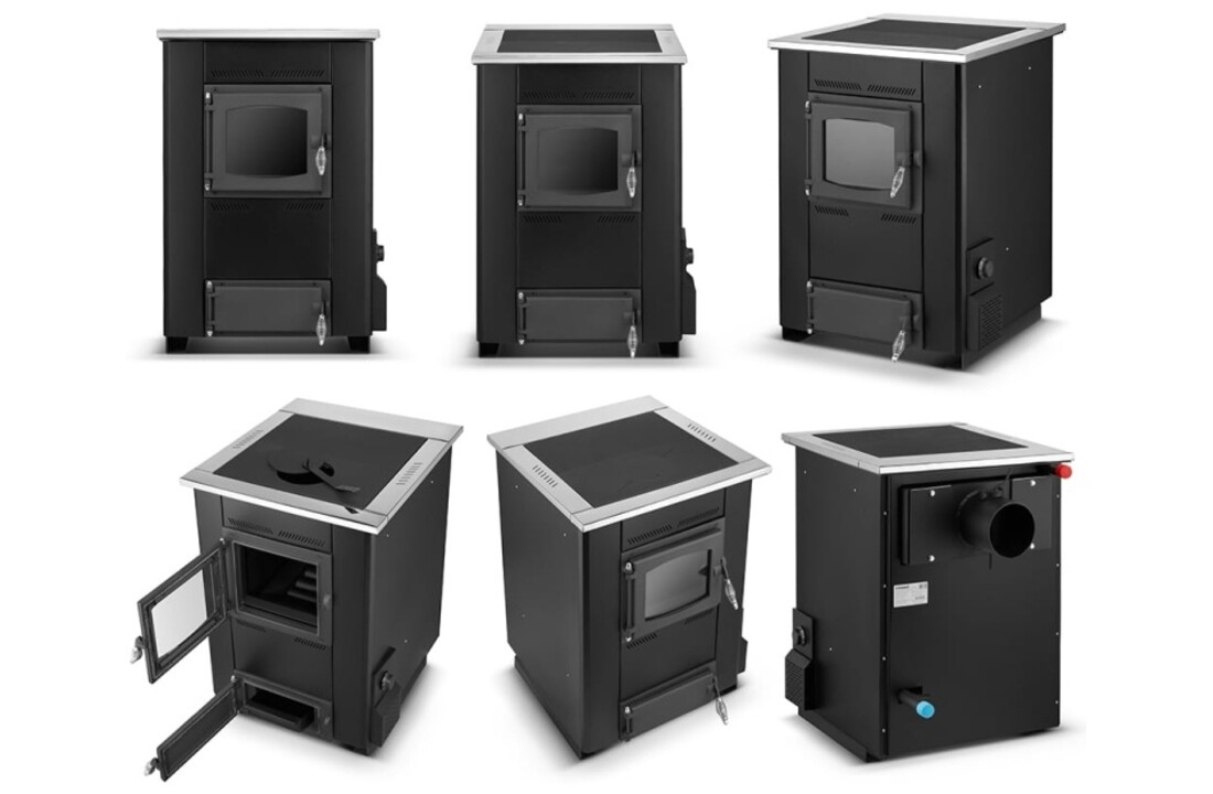 CV houtkachel met kookplaat - 25 kW - TEMY ES 25 - zwart