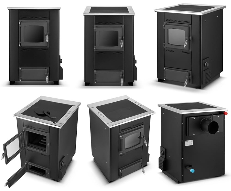 Temy ES 25 kW Zwarte Houtkachel met C.V. Ketel