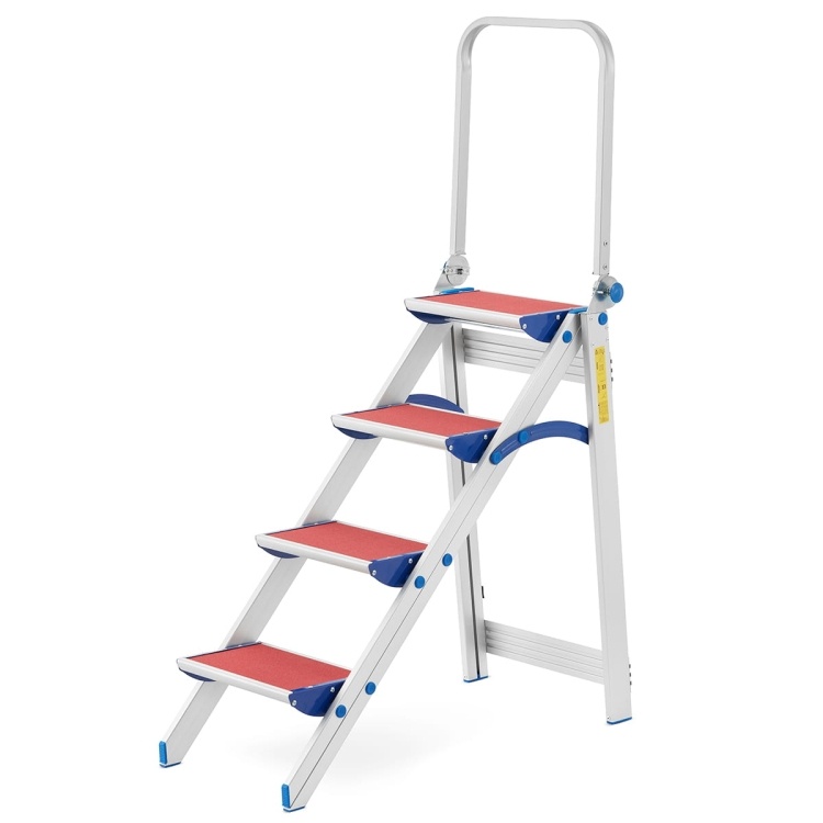 Huishoudtrap - 4 treden - met handgreep – inklapbaar – 2,93 m