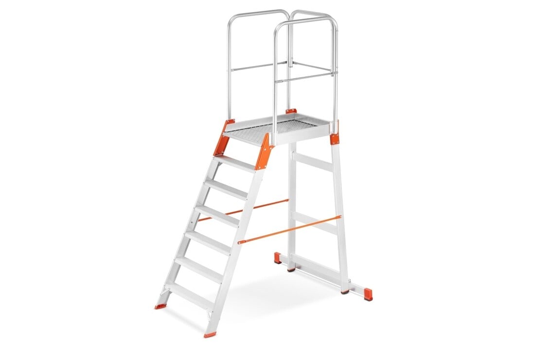 Bordestrap - 3,5 m werkhoogte - met leuning - aluminium