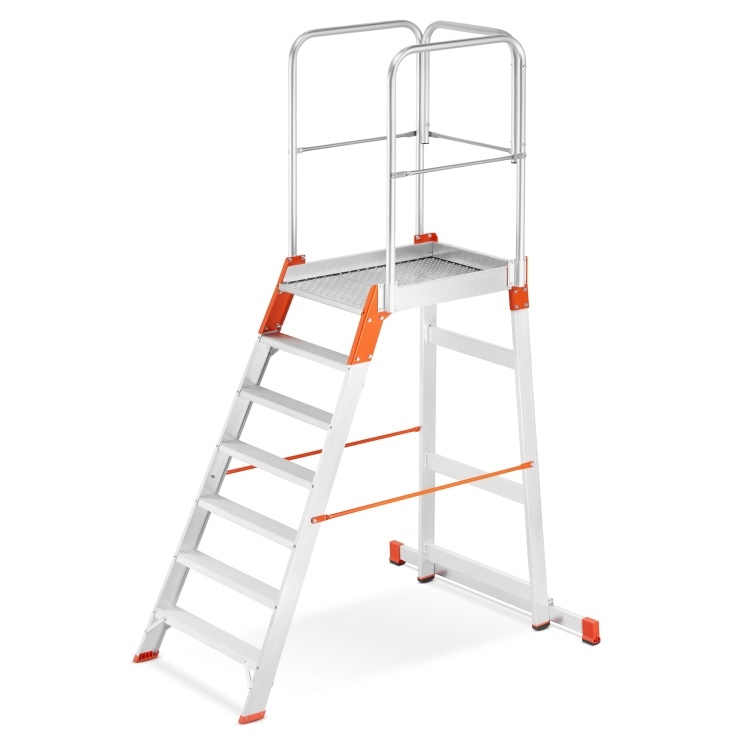 Bordestrap - 3,5 m werkhoogte - met leuning - aluminium