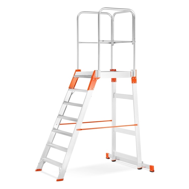 Bordestrap - 3,5 m werkhoogte - met leuning - aluminium