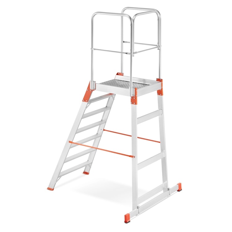 Bordestrap - 3,5 m werkhoogte - met leuning - aluminium