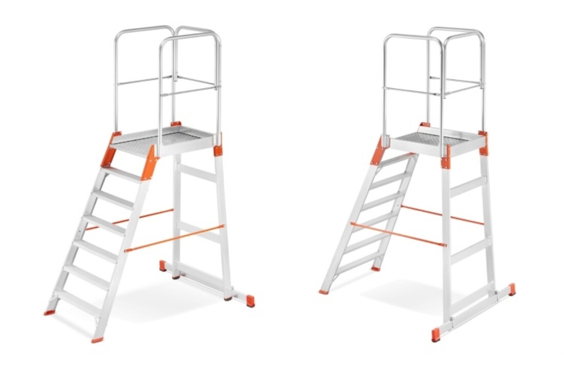 Bordestrap - 3,5 m werkhoogte - met leuning - aluminium