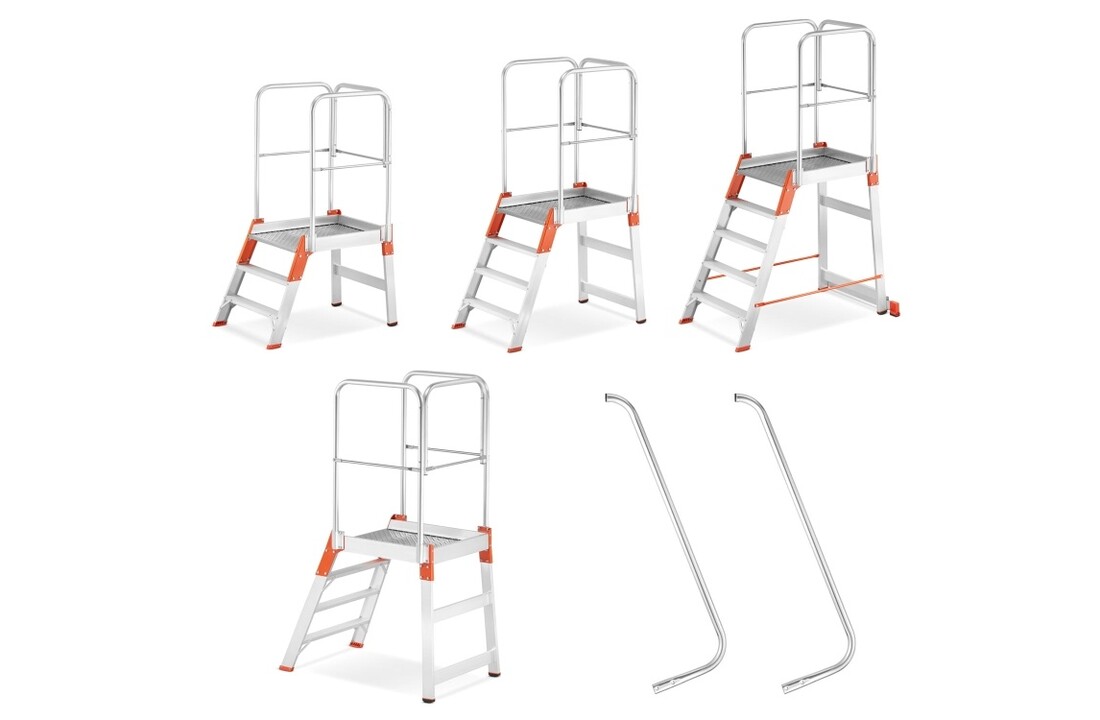 Bordestrap - 3,5 m werkhoogte - met leuning - aluminium