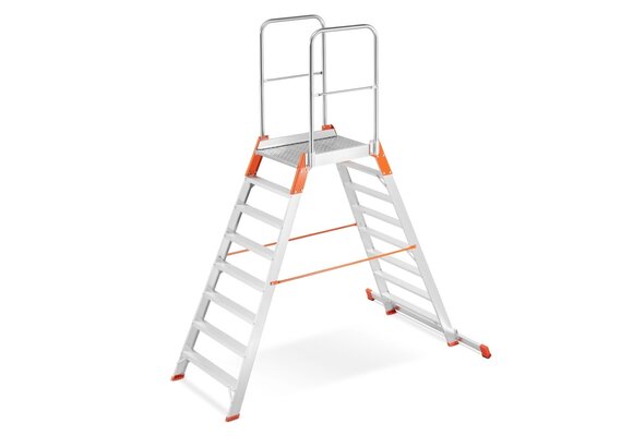 Bordestrap - aluminium - met leuning - dubbelzijdig 6 treden