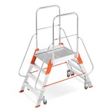 Bordestrap - aluminium - met leuning - dubbelzijdig 6 treden