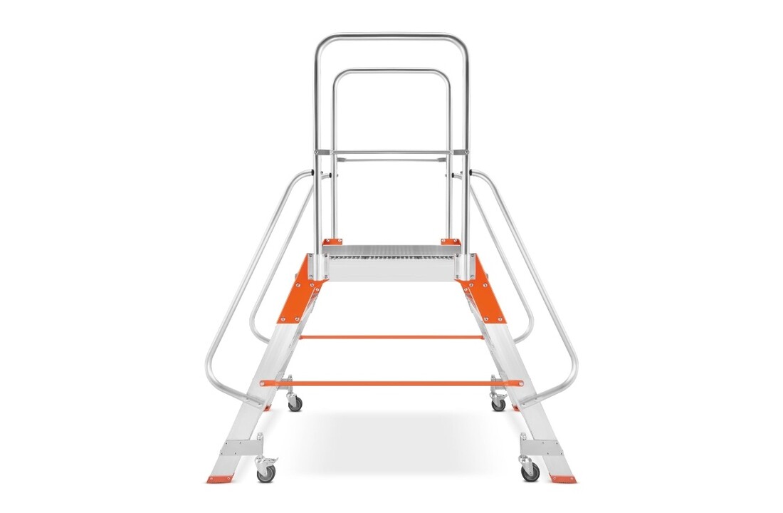 Bordestrap - aluminium - met leuning - dubbelzijdig 6 treden