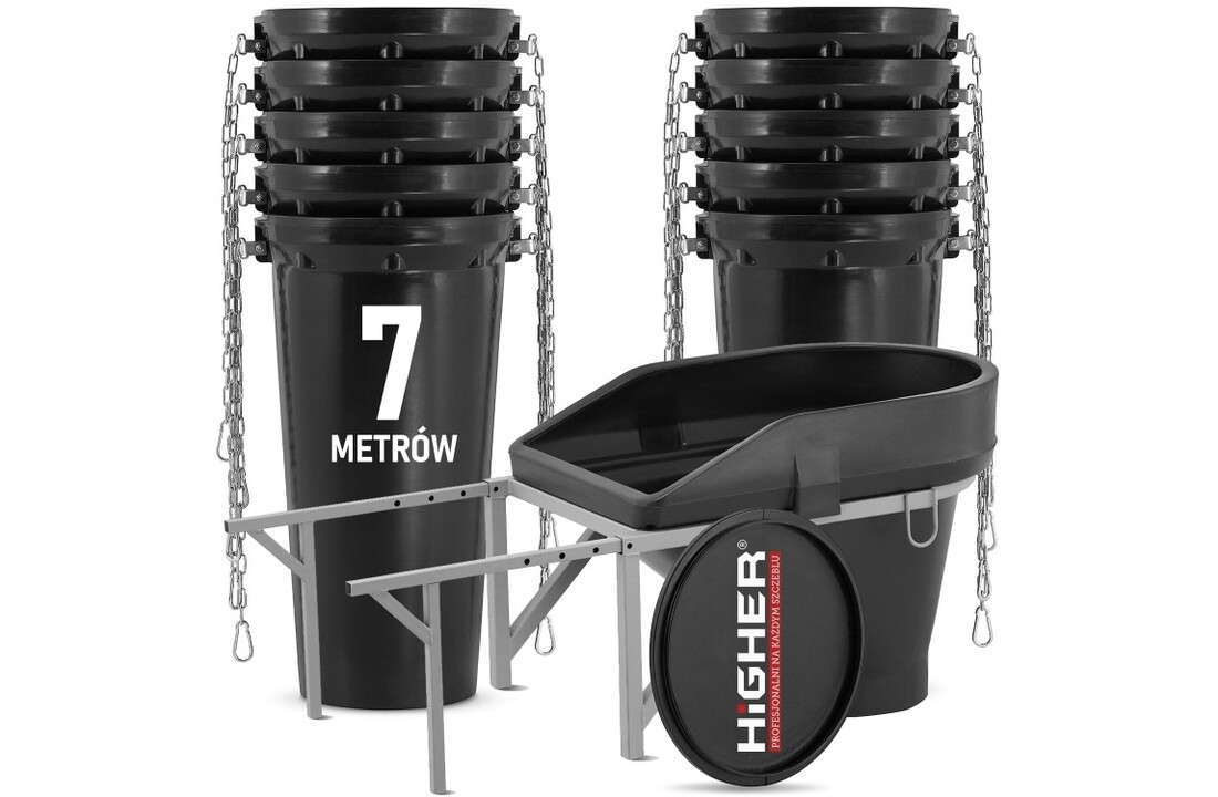 Stortkoker - met draagconstructie - 7m  - Ø 60-41 cm - zwart