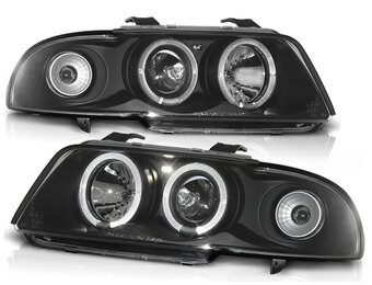 Koplampen dual halo rims geschikt voor Audi A4 11 94-12 98 Angel Eyes zwart