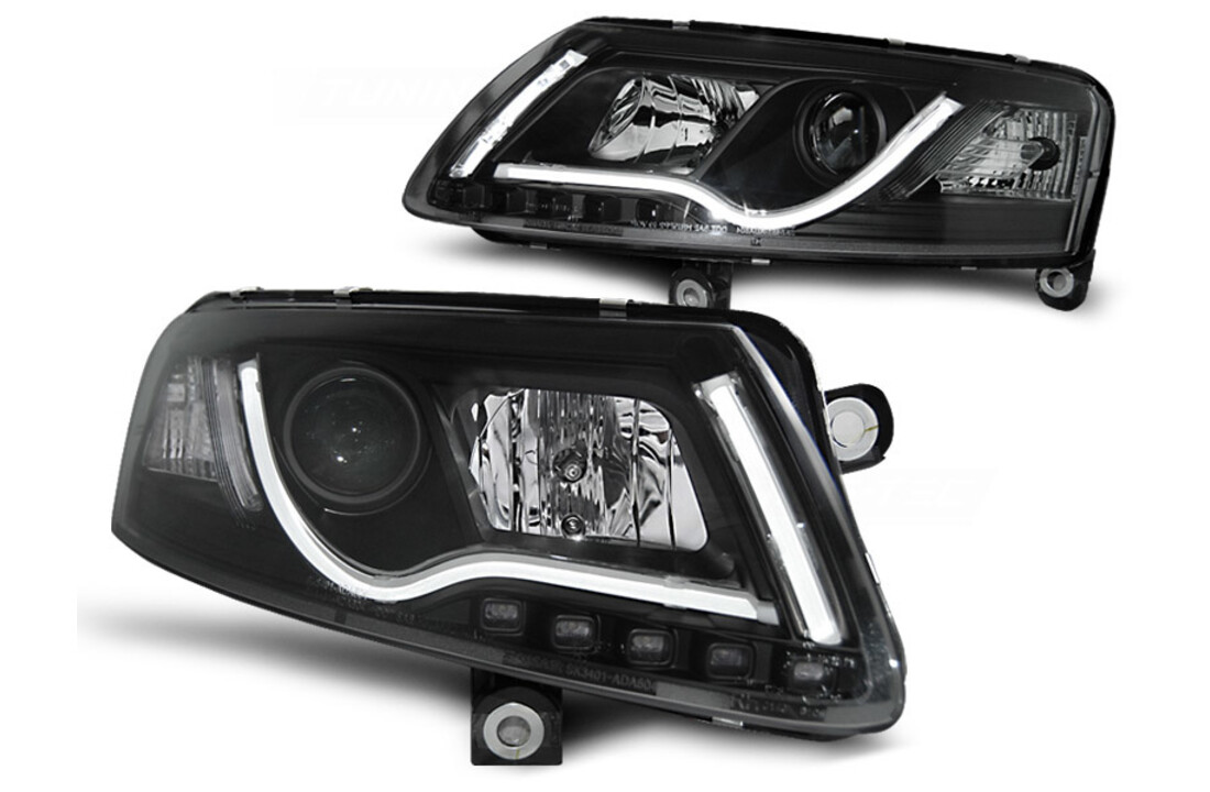 Koplampen met parkeerlicht geschikt voor Audi A6 C6 04 04-08 LED tube lights zwart