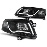Koplampen met parkeerlicht geschikt voor Audi A6 C6 04 04-08 LED tube lights zwart