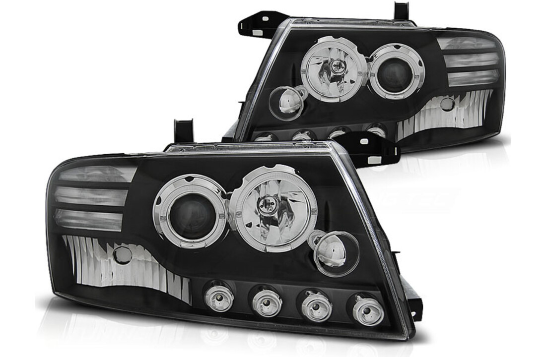 Koplampen met parkeerlicht geschikt voor Mitsubishi Pajero V60 00-06 Angel Eyes zwart