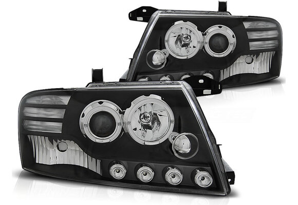 Koplampen met parkeerlicht geschikt voor Mitsubishi Pajero V60 00-06 Angel Eyes zwart