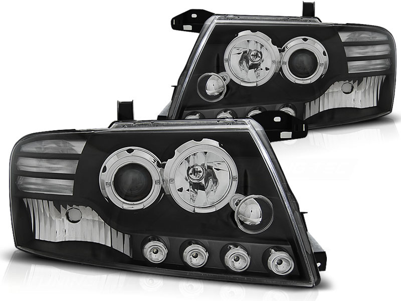 Koplampen met parkeerlicht geschikt voor Mitsubishi Pajero V60 00-06 Angel Eyes zwart