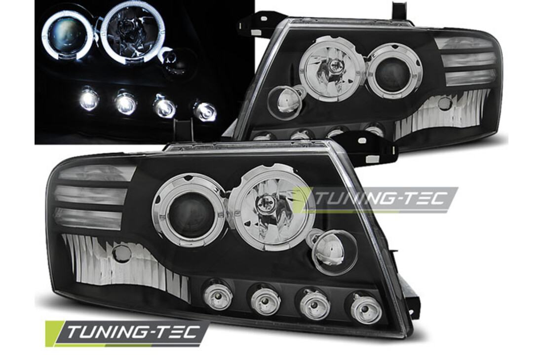 Koplampen met parkeerlicht geschikt voor Mitsubishi Pajero V60 00-06 Angel Eyes zwart