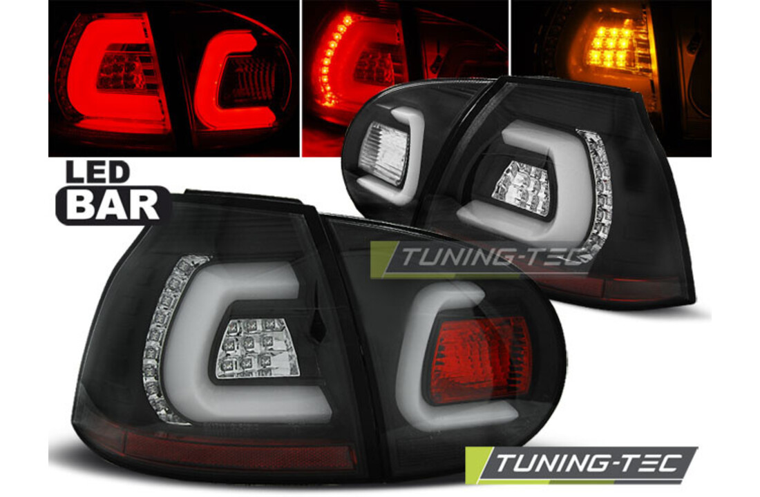 Achterlichten geschikt voor VW Golf 5 10-03-09 zwart LED strip
