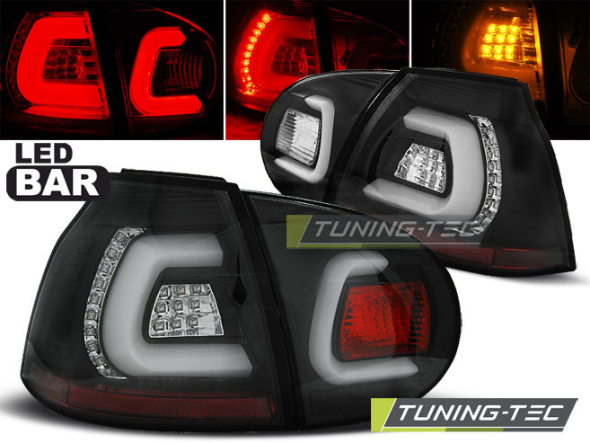 Achterlichten geschikt voor VW Golf 5 10-03-09 zwart LED strip