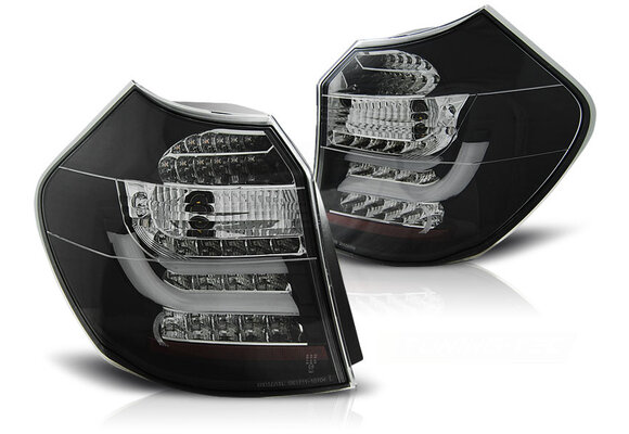 Achterlichten geschikt voor BMW E87/E81 04-08 07 zwart LED strip