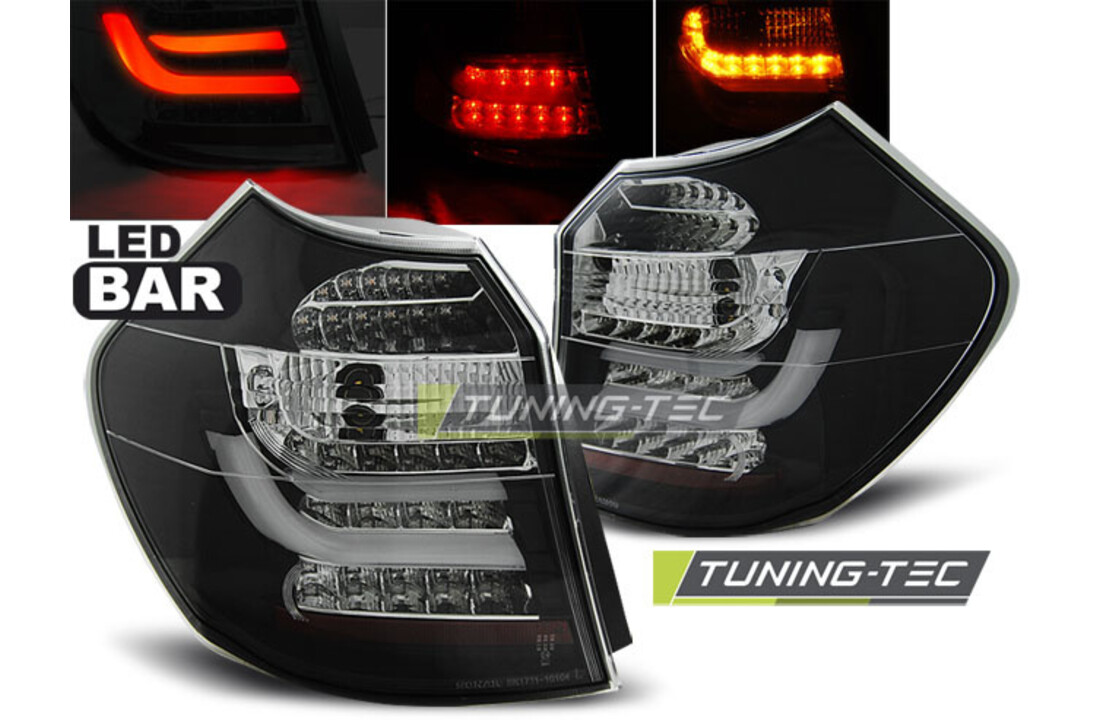 Achterlichten geschikt voor BMW E87/E81 04-08 07 zwart LED strip