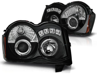 Koplampen dual halo rims geschikt voor Chrysler Jeep Grand Cherokee 08-10 Angel Eyes zwart