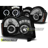 Koplampen dual halo rims geschikt voor Chrysler Jeep Grand Cherokee 08-10 Angel Eyes zwart