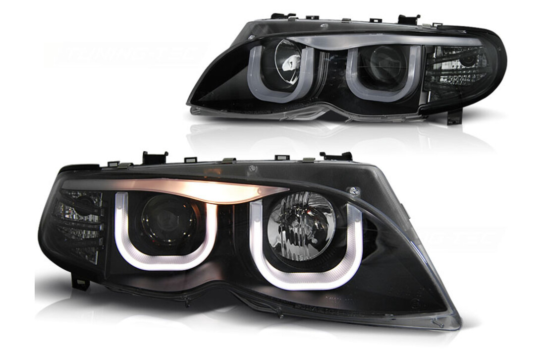 Koplampen dual halo rims geschikt voor BMW E46 09 01-03 05 S/T zwart