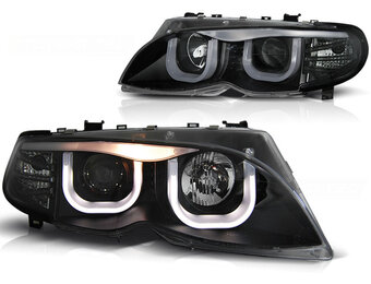 Koplampen dual halo rims geschikt voor BMW E46 09 01-03 05 S/T zwart